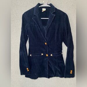 Wrangler Vintage Corduroy Jacket Blazer Coat Navy Blue Size 9 Juniors.